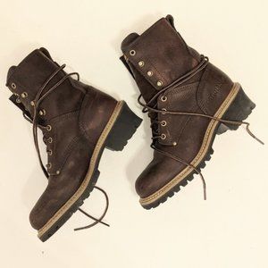 CAROLINA 'Elm' Brown Leather Heeled 8" Logger Boot